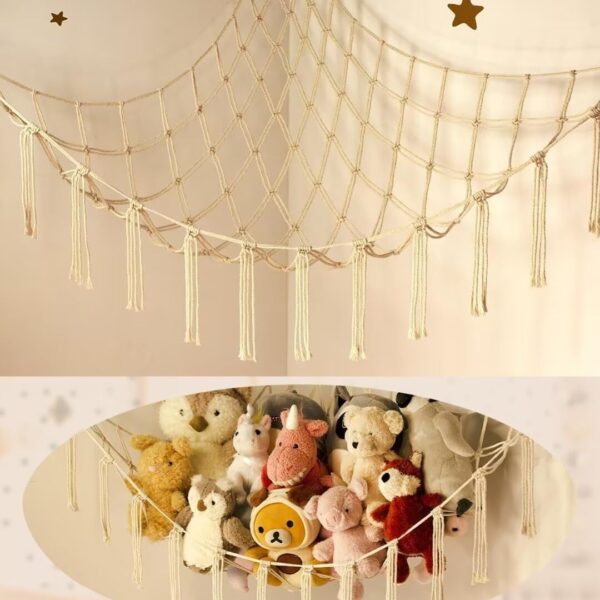 Corner Toy Storage Hammock Net for Stuffed Animals and Plush Toys