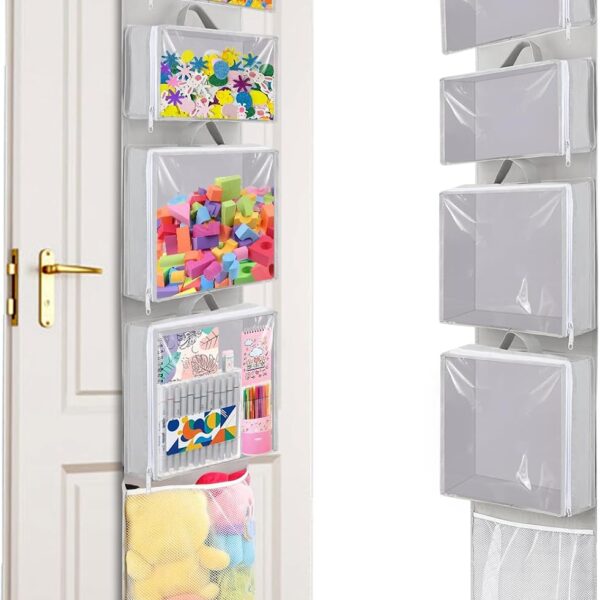 Over Door Toy Organizer with Hanging Pockets for Stuffed Animals