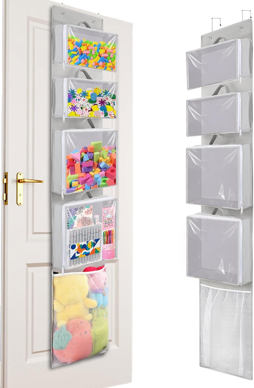 Over Door Toy Organizer with Hanging Pockets for Stuffed Animals