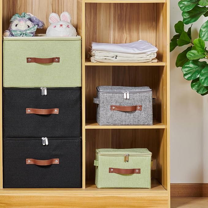 Foldable Toy Storage Baskets with Zippered Lids