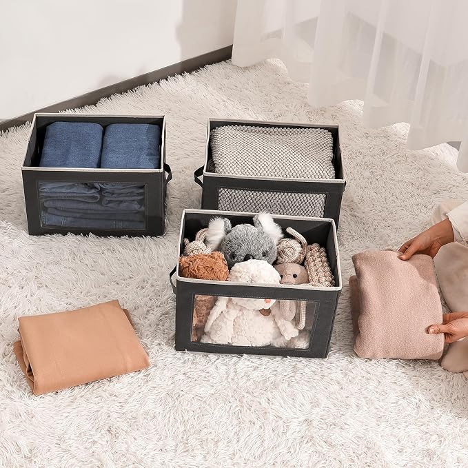 Foldable Fabric Toy Storage Bins with Lids