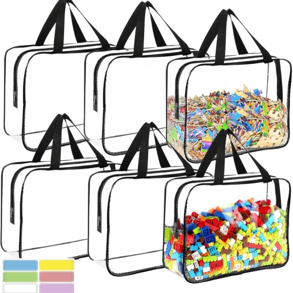 Reusable Clear Toy Storage Bags with Labels