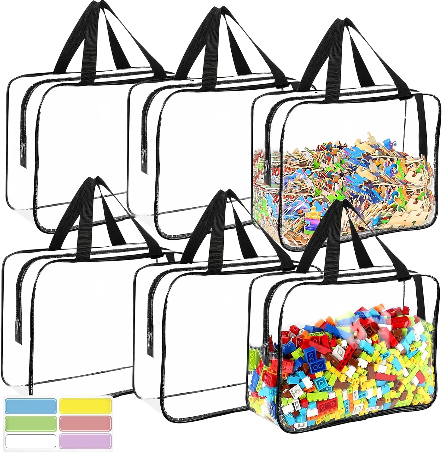 Reusable Clear Toy Storage Bags with Labels