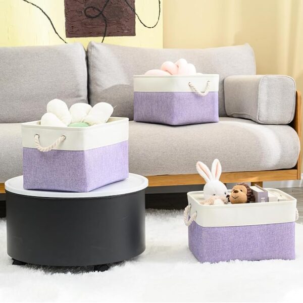 Foldable Linen Toy Storage Bins for Shelves