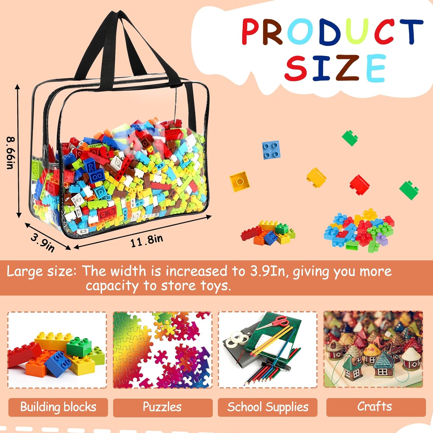 Reusable Clear Toy Storage Bags with Labels - Image 2