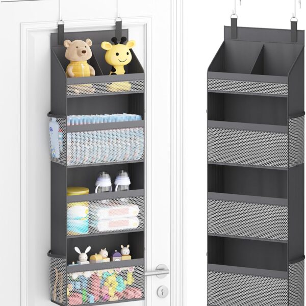 Multi Tier Over Door Toy Organizer with Hanging Pockets
